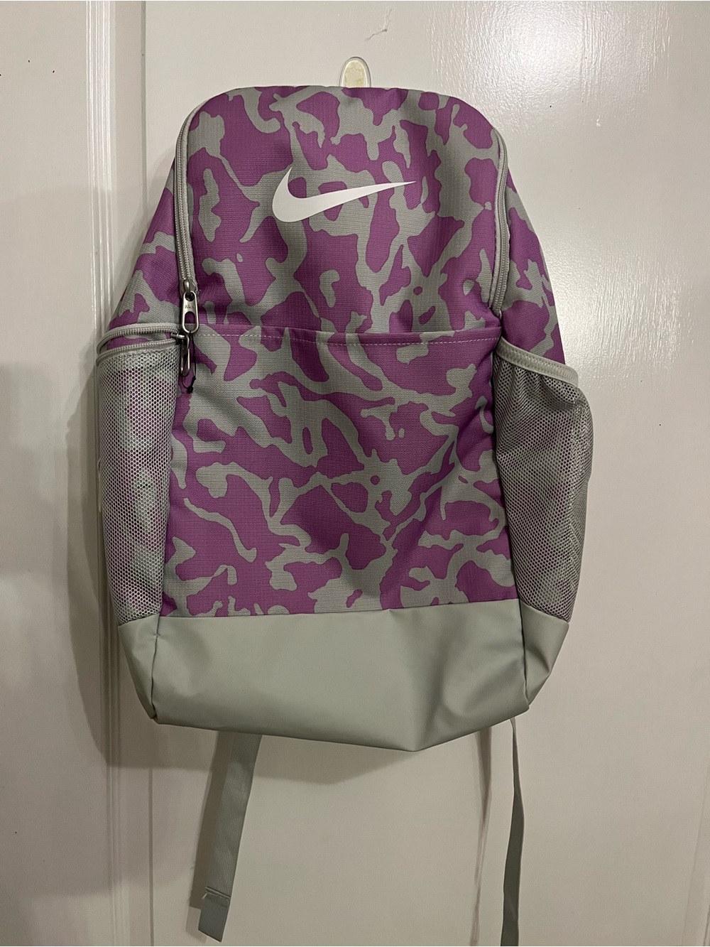 Nike Purple and Gray Patterned Backpack